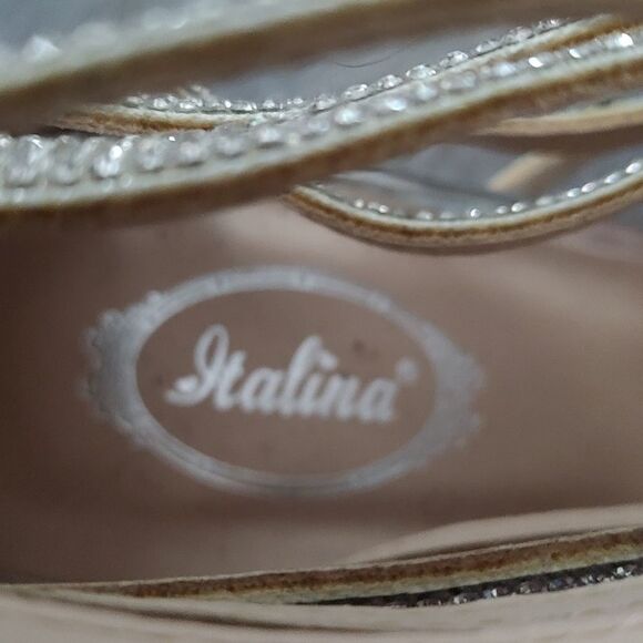 Italina   gladiator bling strappy  silver heels  Sz 9 - Picture 6 of 8
